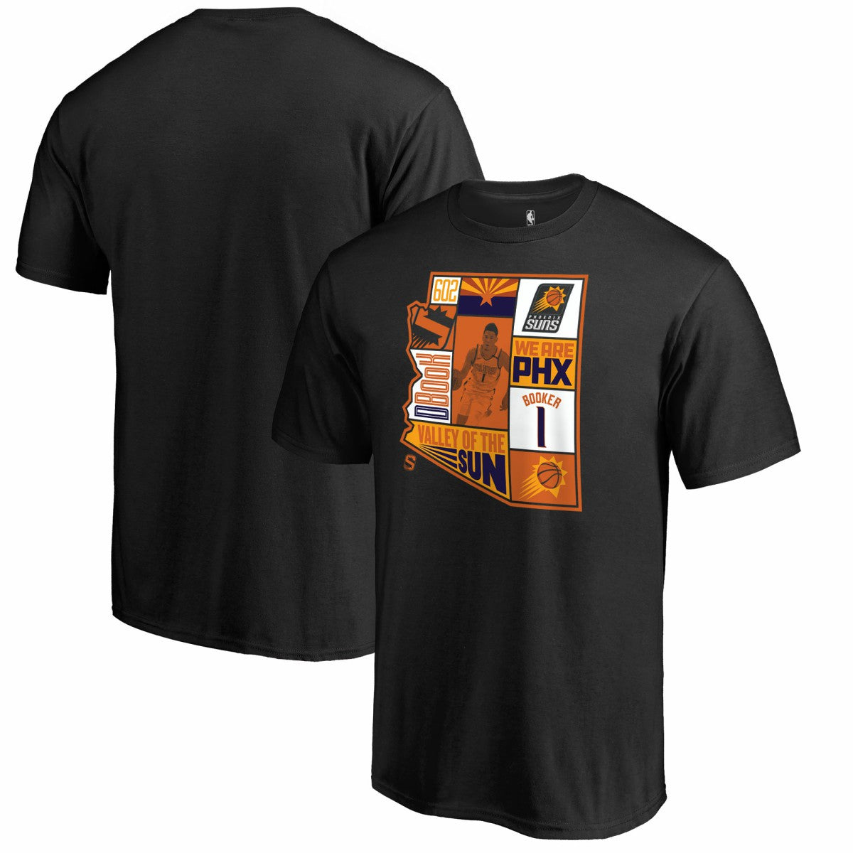 Black Devin Booker Phoenix Suns Player State T-Shirt | NBA