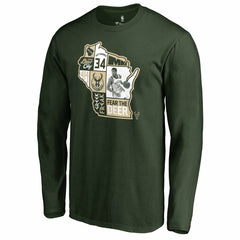 Hunter Green Giannis Antetokounmpo Milwaukee Bucks Player State Long Sleeve T-Shirt | NBA