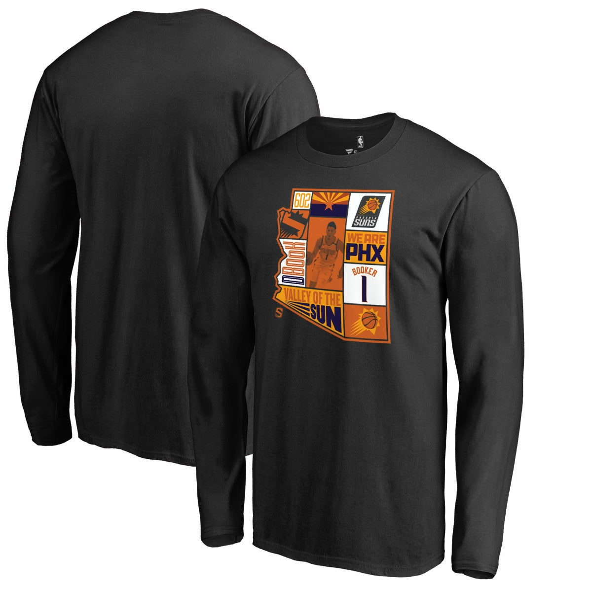 Black Devin Booker Phoenix Suns Player State Long Sleeve T-Shirt | NBA