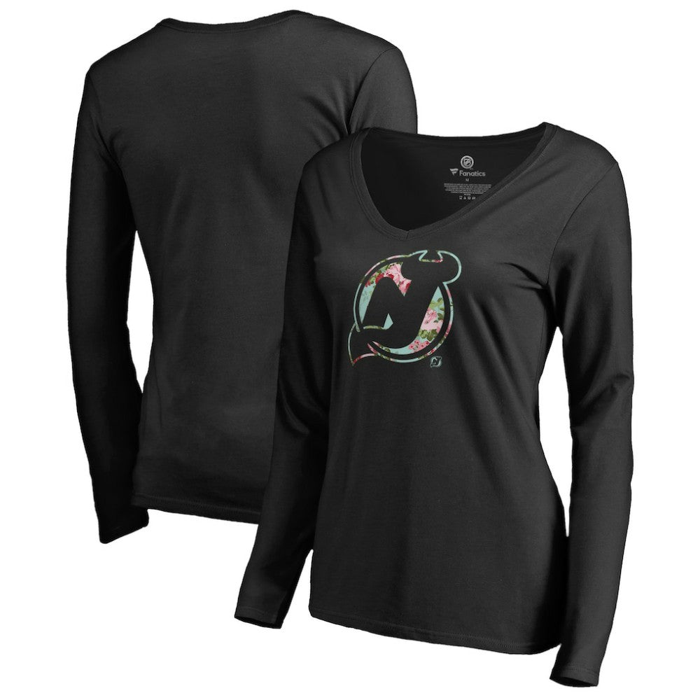 New Jersey Devils Women's Lovely Long Sleeve V-Neck T-Shirt -  NHL T-shirts