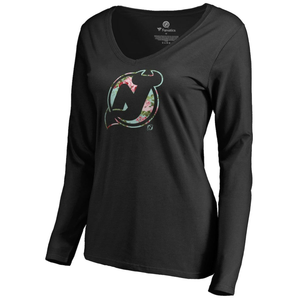 New Jersey Devils Women's Lovely Long Sleeve V-Neck T-Shirt -  NHL T-shirts