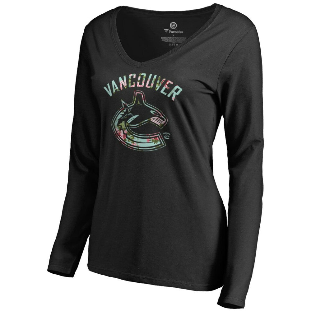 Vancouver Canucks Women's Lovely Long Sleeve V-Neck T-Shirt -  NHL T-shirts