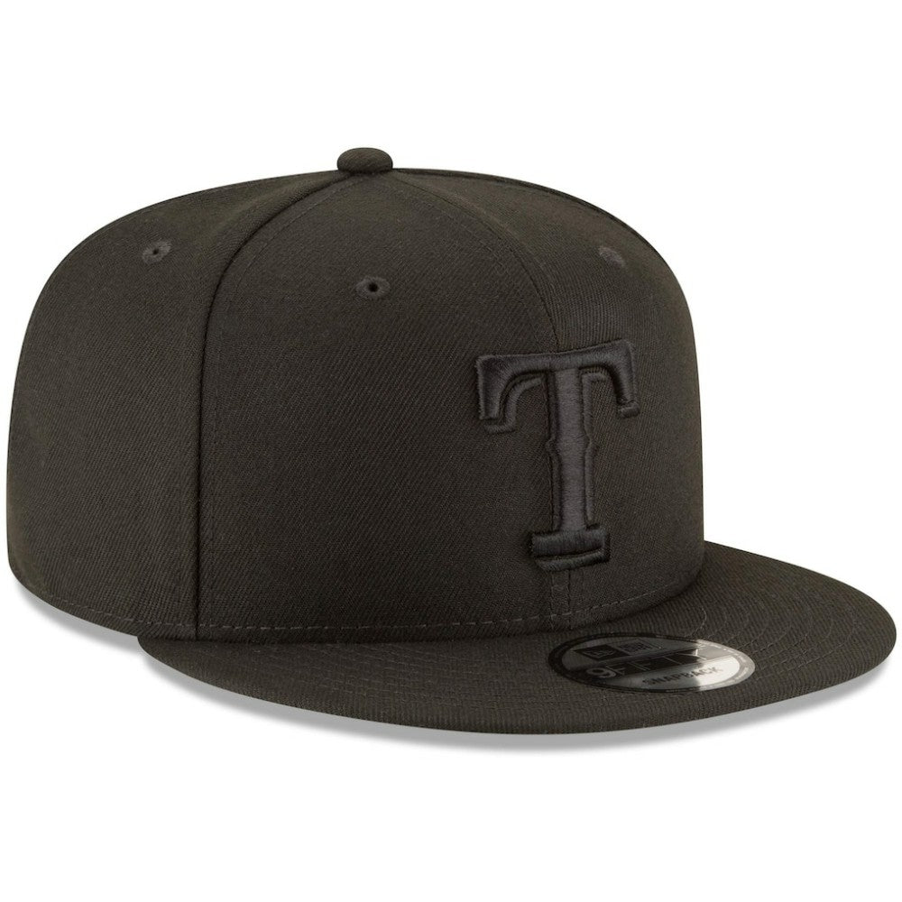 Texas Rangers New Era Black on Black 9FIFTY Team Snapback Adjustable Hat - MLB Hats