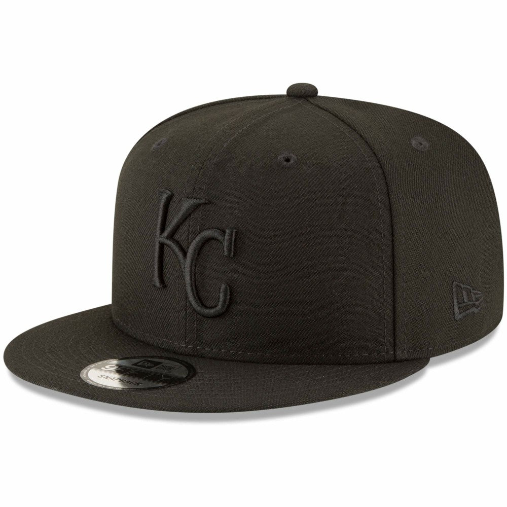 Kansas City Royals New Era Black on Black 9FIFTY Team Snapback Adjustable Hat - MLB Hats