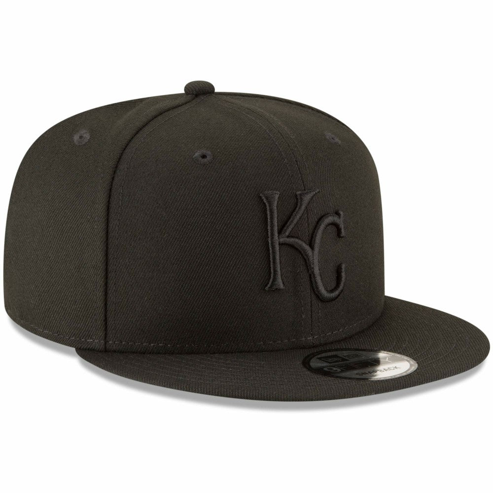 Kansas City Royals New Era Black on Black 9FIFTY Team Snapback Adjustable Hat - MLB Hats