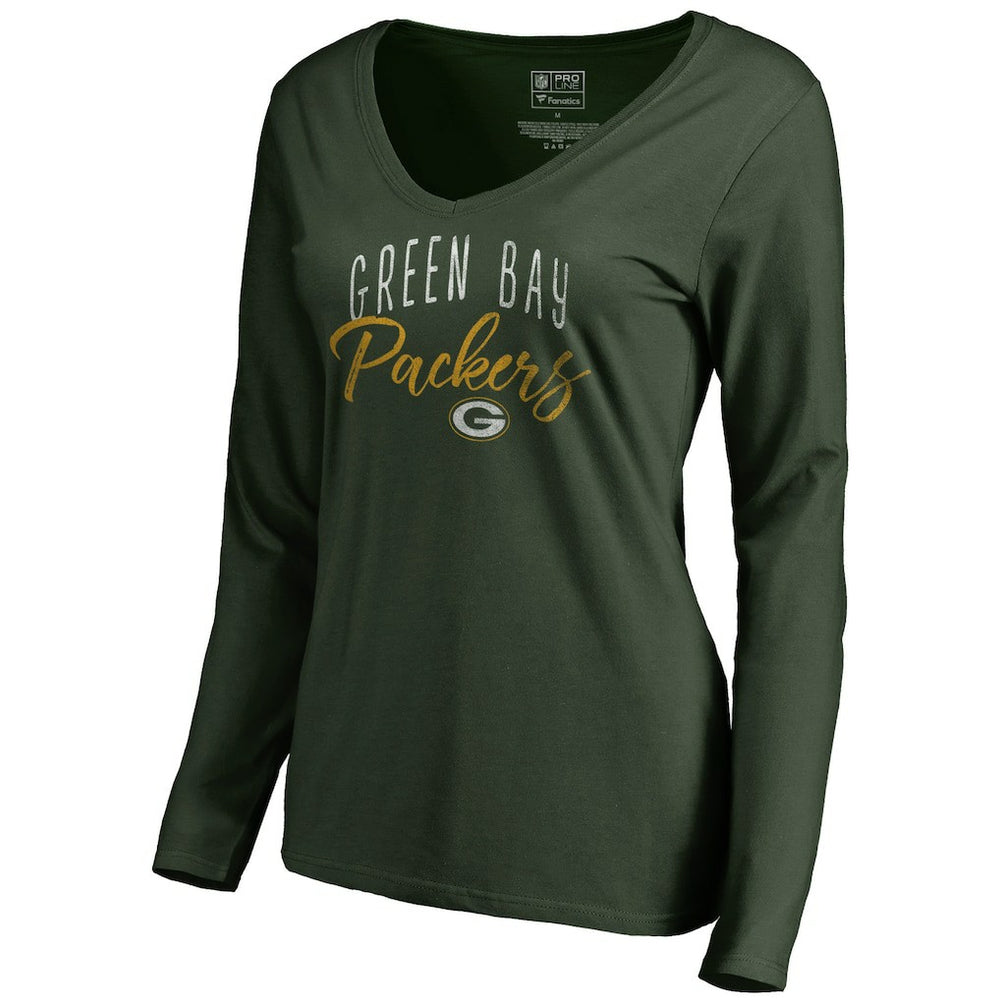 Green Bay Packers Women's Graceful Long Sleeve V-Neck T-Shirt | NFL Online