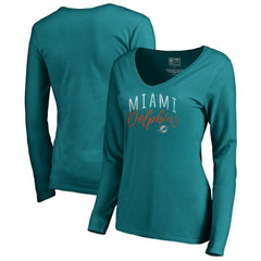 Miami Dolphins Women's Graceful Long Sleeve V-Neck T-Shirt | NFL Online