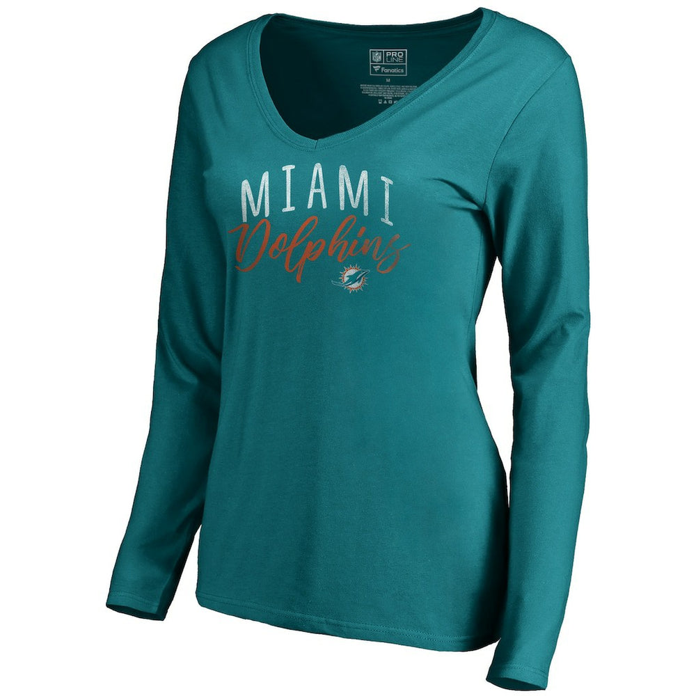 Miami Dolphins Women's Graceful Long Sleeve V-Neck T-Shirt | NFL Online