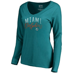 Miami Dolphins Women's Graceful Long Sleeve V-Neck T-Shirt | NFL Online