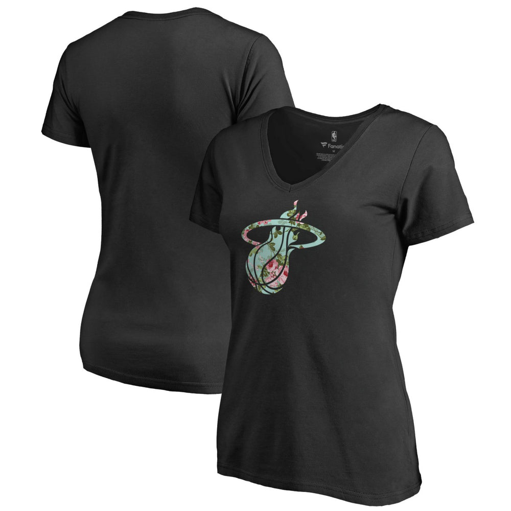 Black Miami Heat Lovely V-Neck T-Shirt | NBA