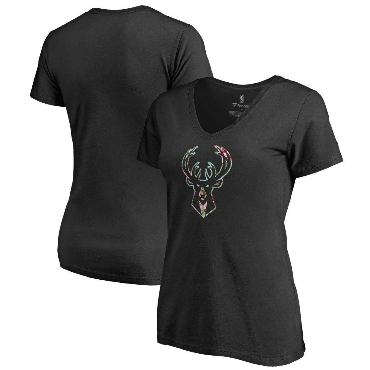 Black Milwaukee Bucks Lovely V-Neck T-Shirt | NBA