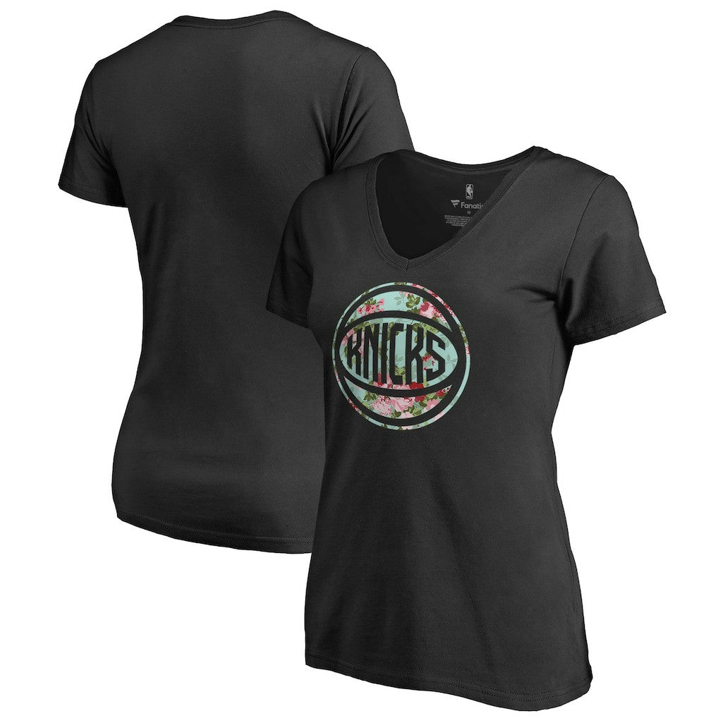 Black New York Knicks Lovely V-Neck T-Shirt | NBA