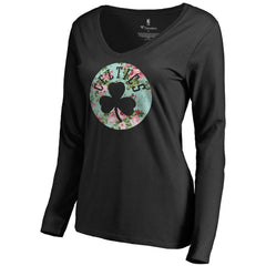 Black Boston Celtics Women's Lovely V-Neck Long Sleeve T-Shirt | NBA