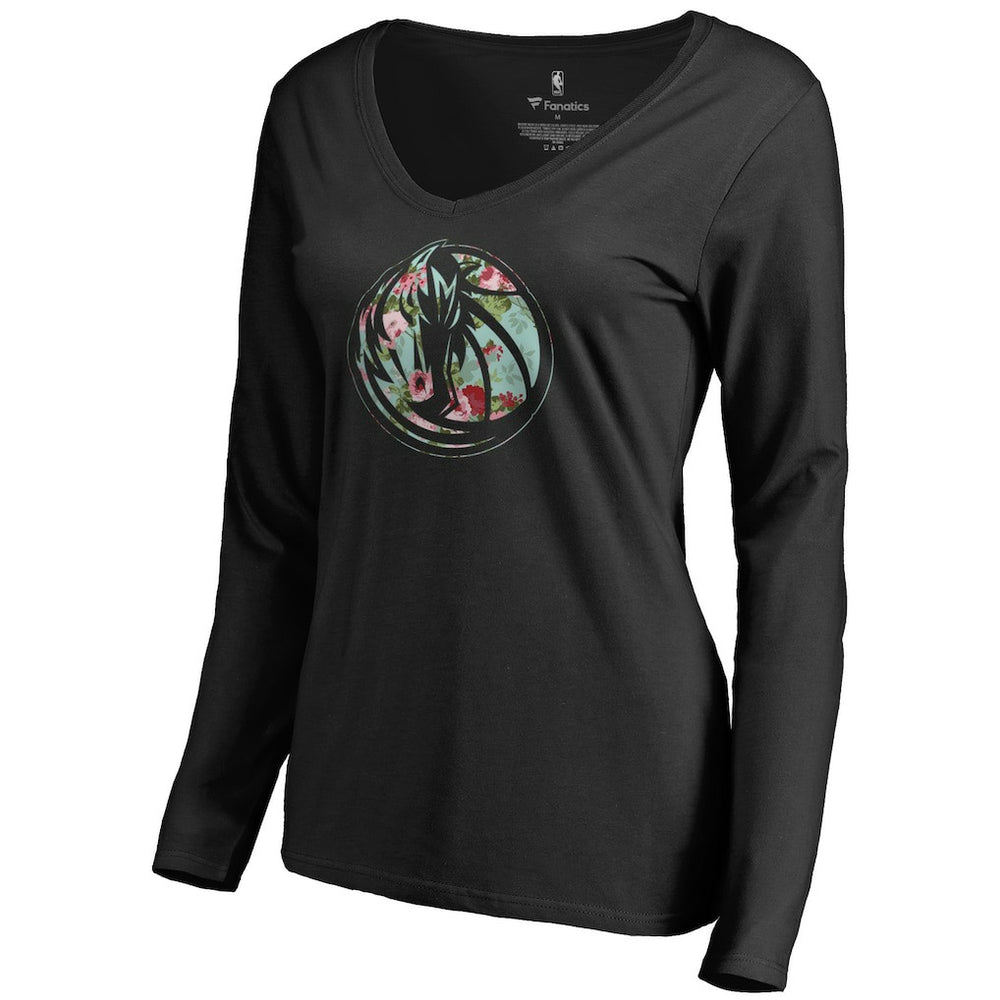 Black Dallas Mavericks Women's Lovely V-Neck Long Sleeve T-Shirt sale | NBA
