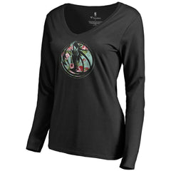 Black Dallas Mavericks Women's Lovely V-Neck Long Sleeve T-Shirt sale | NBA