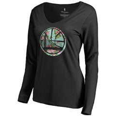 Black Golden State Warriors Women's Lovely V-Neck Long Sleeve T-Shirt sale | NBA