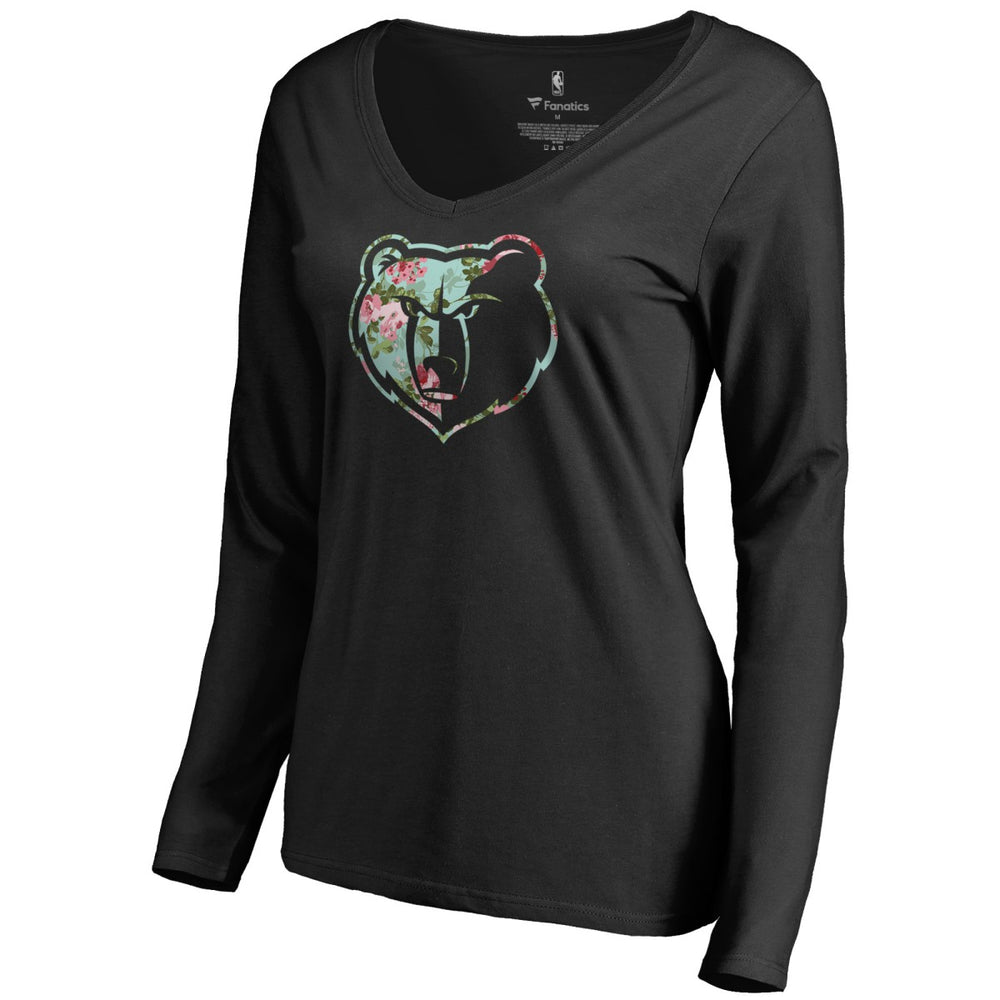 Black Memphis Grizzlies Women's Lovely Long Sleeve V-Neck T-Shirt | NBA