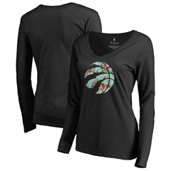 Black Toronto Raptors Women's Lovely V-Neck Long Sleeve T-Shirt | NBA