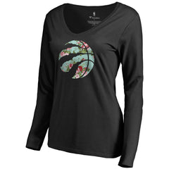 Black Toronto Raptors Women's Lovely V-Neck Long Sleeve T-Shirt | NBA