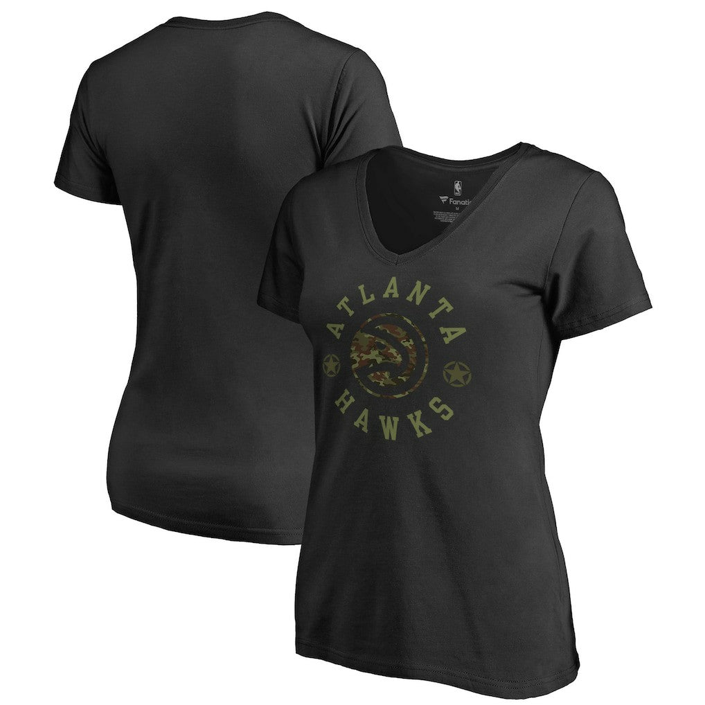 Black Atlanta Hawks Women's Liberty V-Neck T-Shirt | NBA