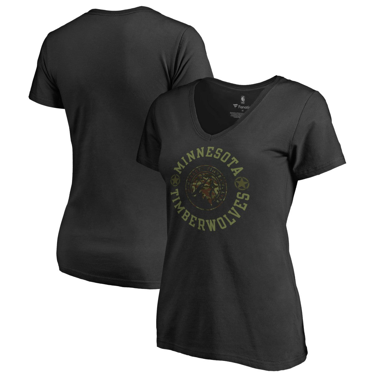 Black Minnesota Timberwolves Women's Liberty V-Neck T-Shirt | NBA