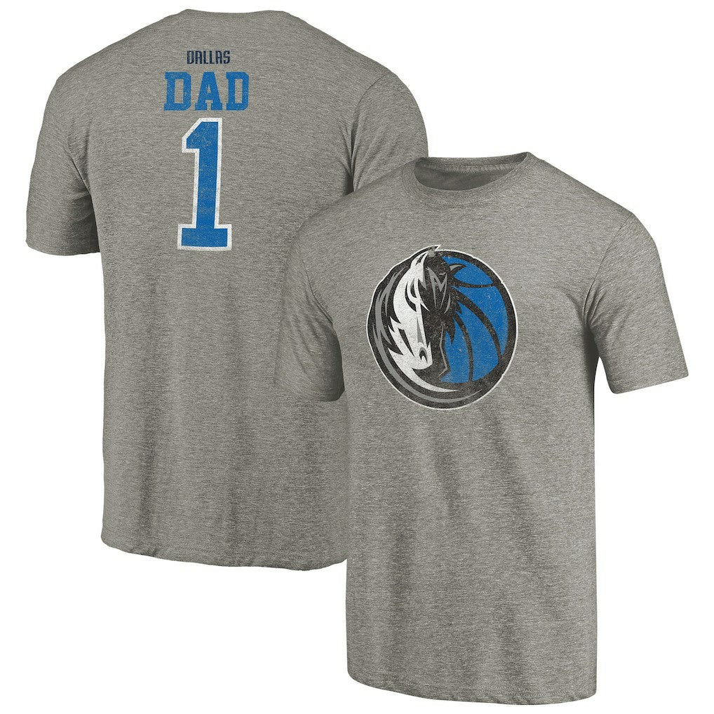 Gray Dallas Mavericks Greatest Dad Tri-Blend T-Shirt sale | NBA