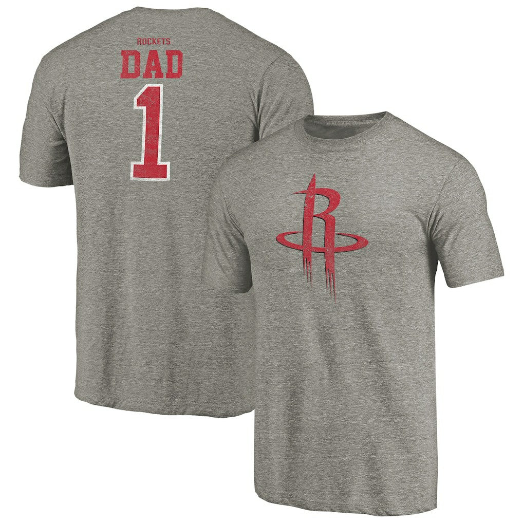 Gray Houston Rockets Greatest Dad Tri-Blend T-Shirt | NBA