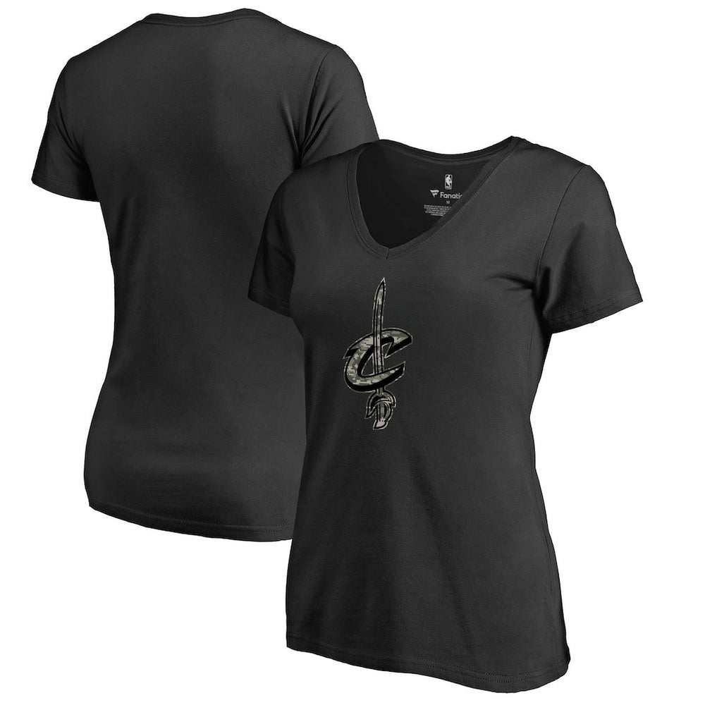 Black Cleveland Cavaliers Women's Cloak Camo V-Neck T-Shirt sale | NBA