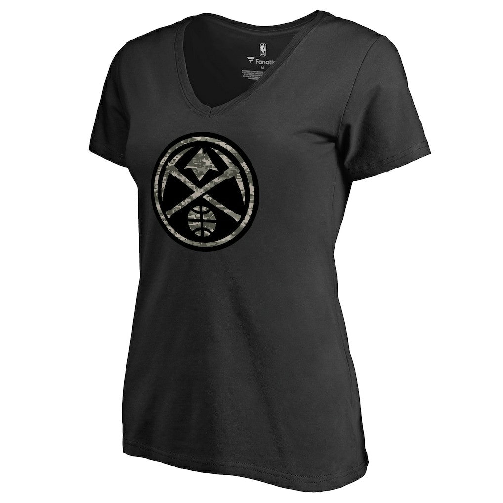 Black Denver Nuggets Women's Cloak Camo V-Neck T-Shirt sale | NBA