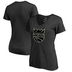 Black Sacramento Kings Women's Cloak Camo V-Neck T-Shirt sale | NBA