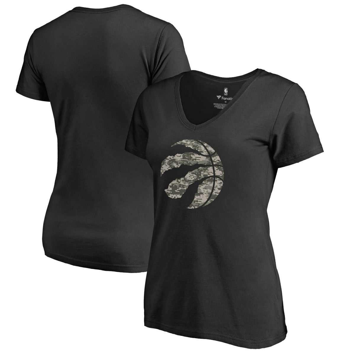 Black Toronto Raptors Women's Cloak Camo V-Neck T-Shirt | NBA