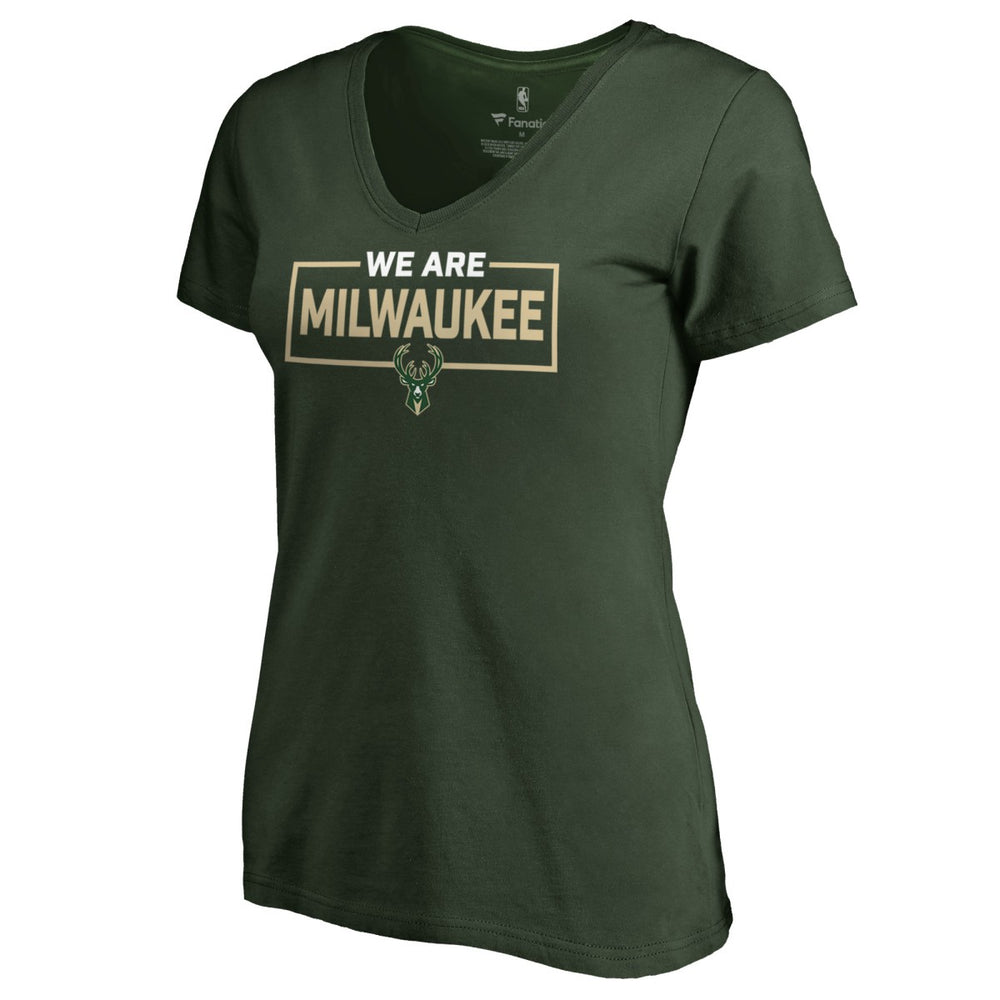 Green Milwaukee Bucks Women's We Are Iconic Collection V-Neck T-Shirt | NBA