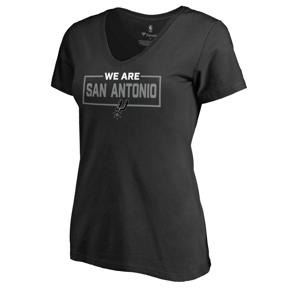 Black San Antonio Spurs Women's We Are Iconic Collection V-Neck T-Shirt | NBA