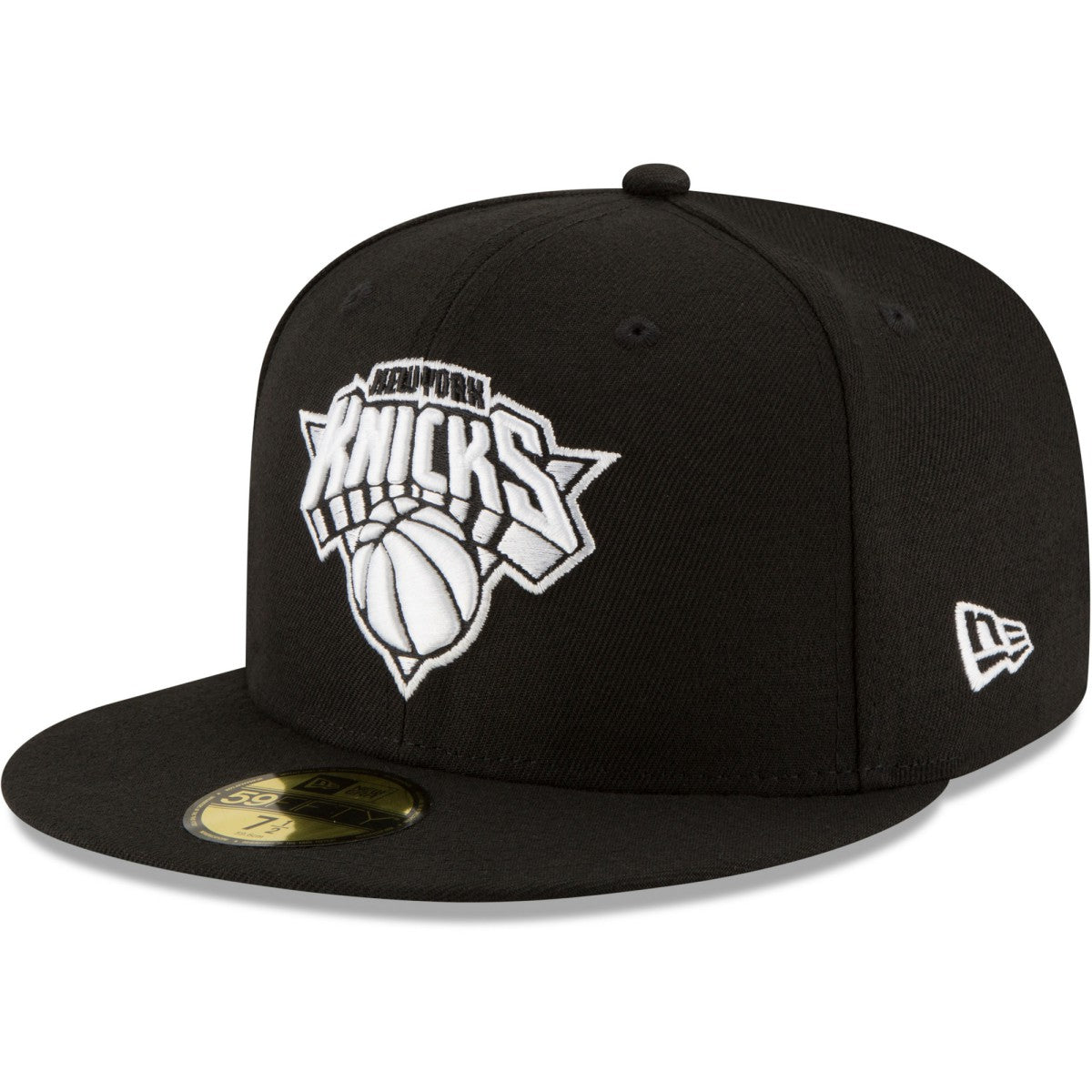 Black New York Knicks Black & White Logo 59FIFTY Fitted Hat | NBA