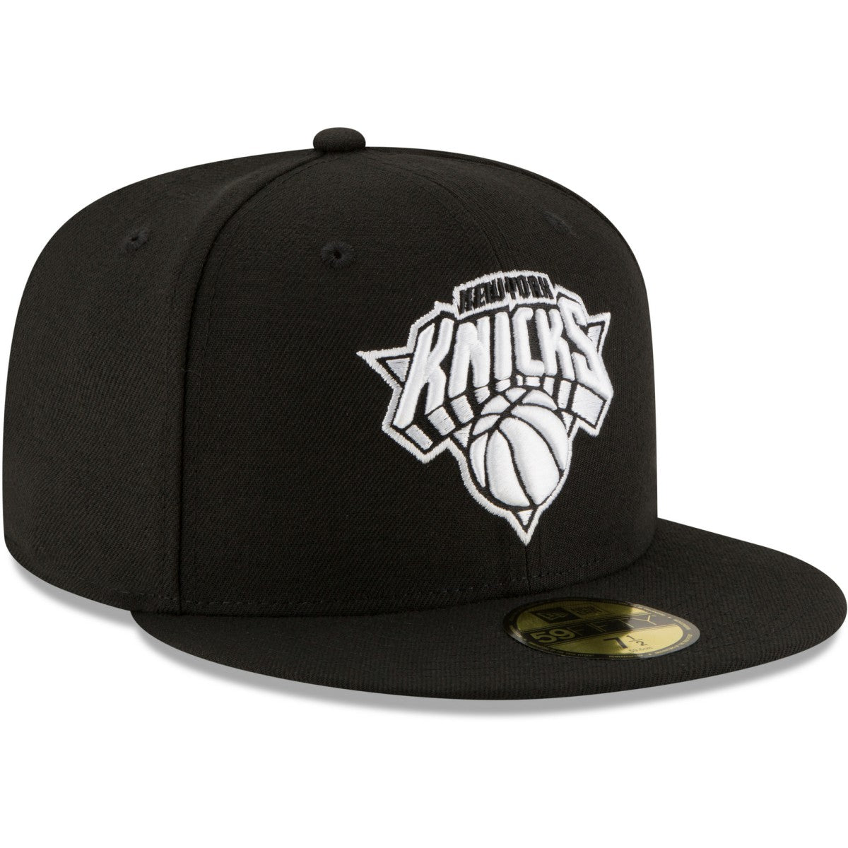 Black New York Knicks Black & White Logo 59FIFTY Fitted Hat | NBA