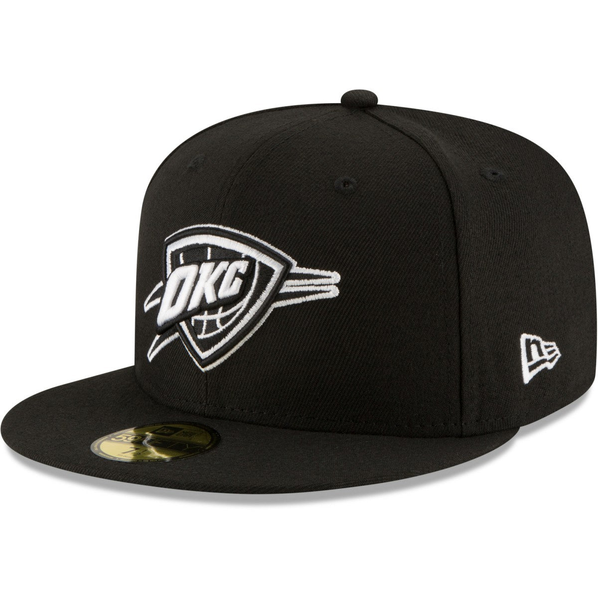 Black Oklahoma City Thunder Black & White Logo 59FIFTY Fitted Hat | NBA