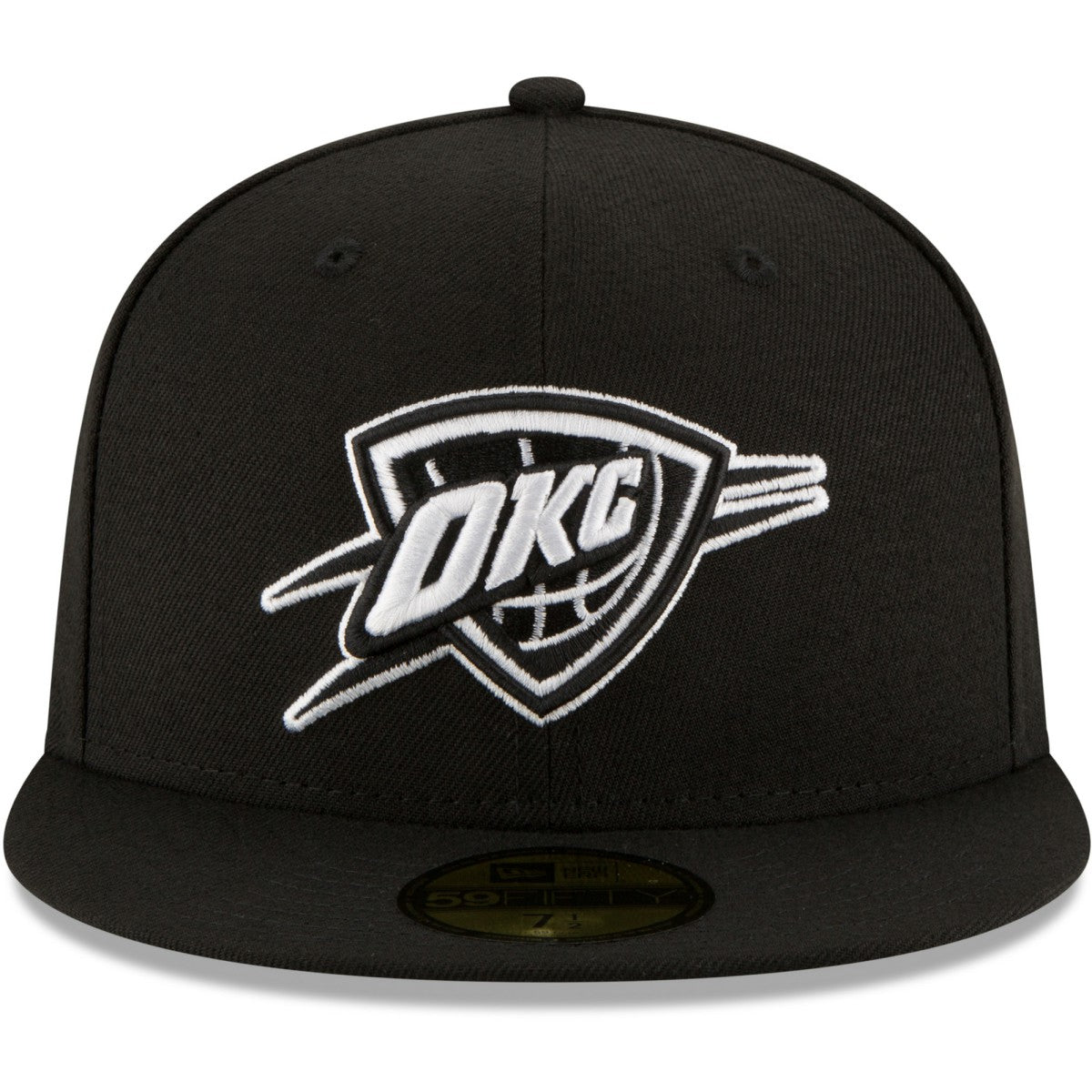 Black Oklahoma City Thunder Black & White Logo 59FIFTY Fitted Hat | NBA