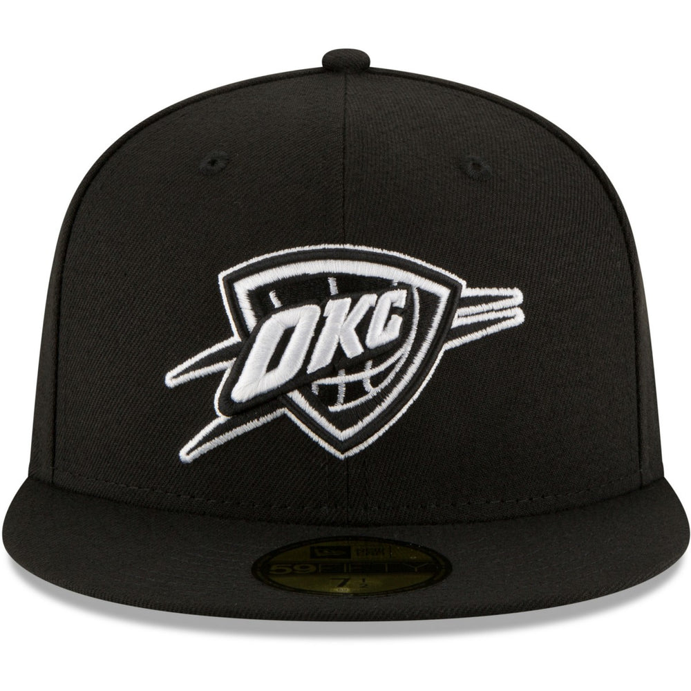 Black Oklahoma City Thunder Black & White Logo 59FIFTY Fitted Hat | NBA