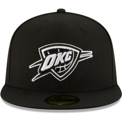 Black Oklahoma City Thunder Black & White Logo 59FIFTY Fitted Hat | NBA