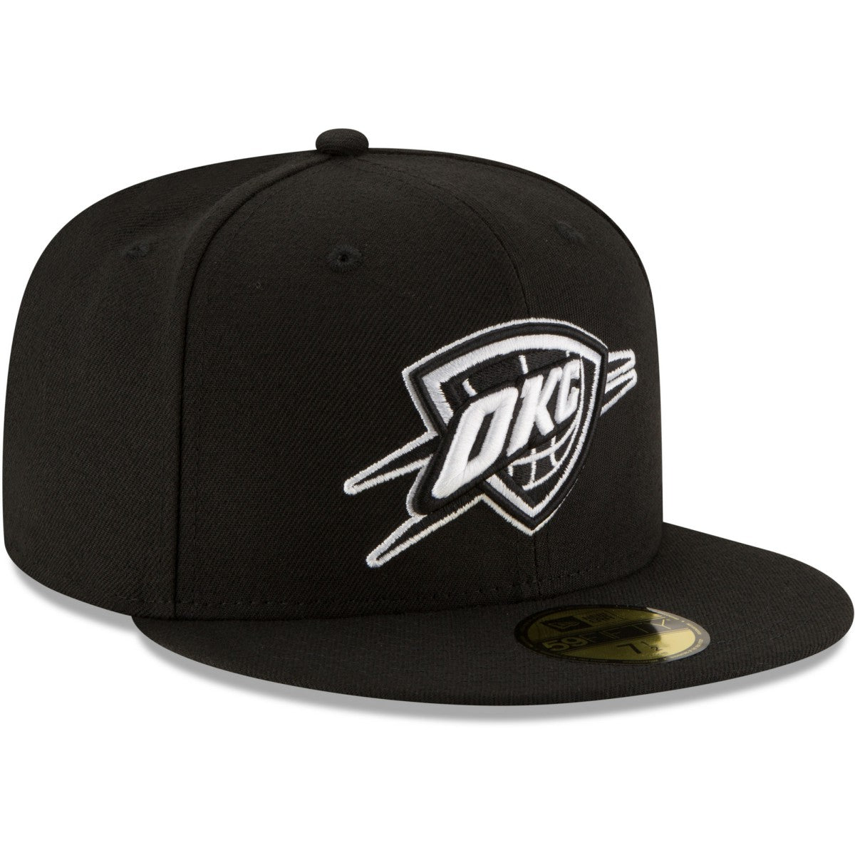 Black Oklahoma City Thunder Black & White Logo 59FIFTY Fitted Hat | NBA