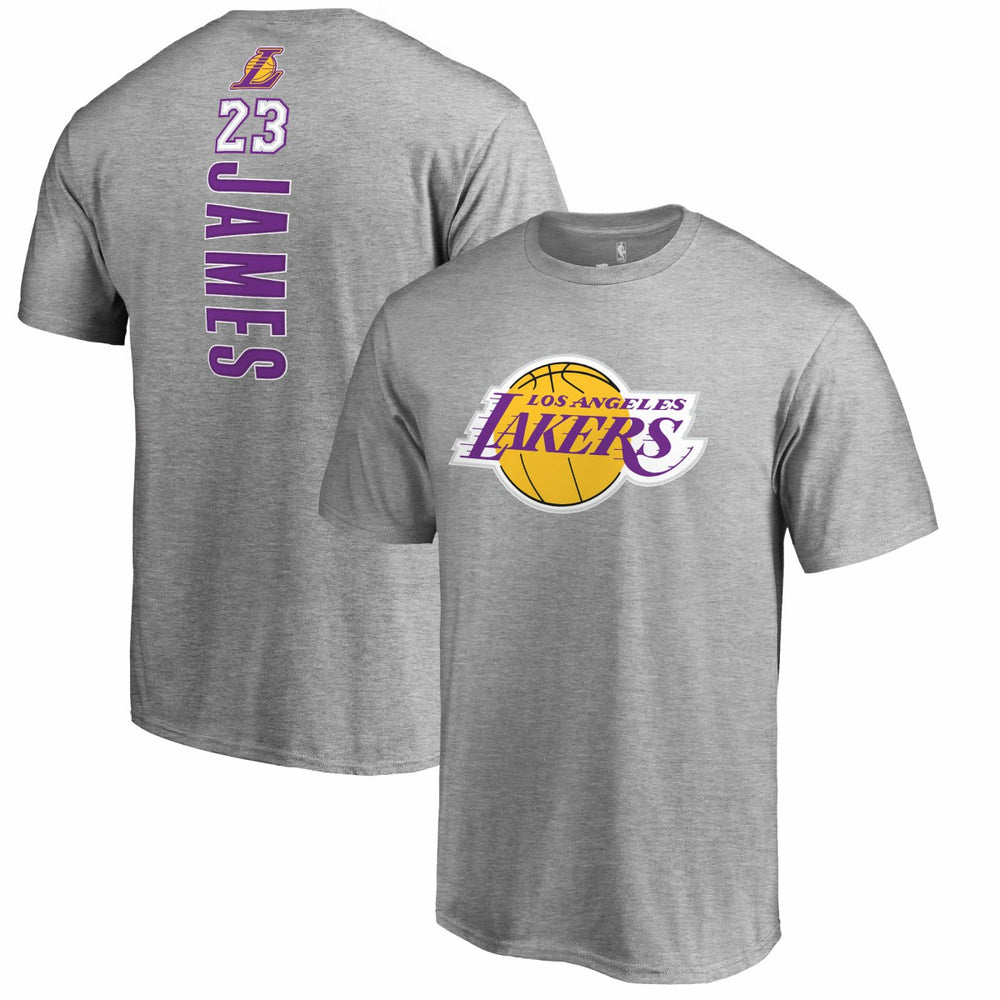 Heather Gray LeBron James Los Angeles Lakers Backer Name & Number T-Shirt | NBA