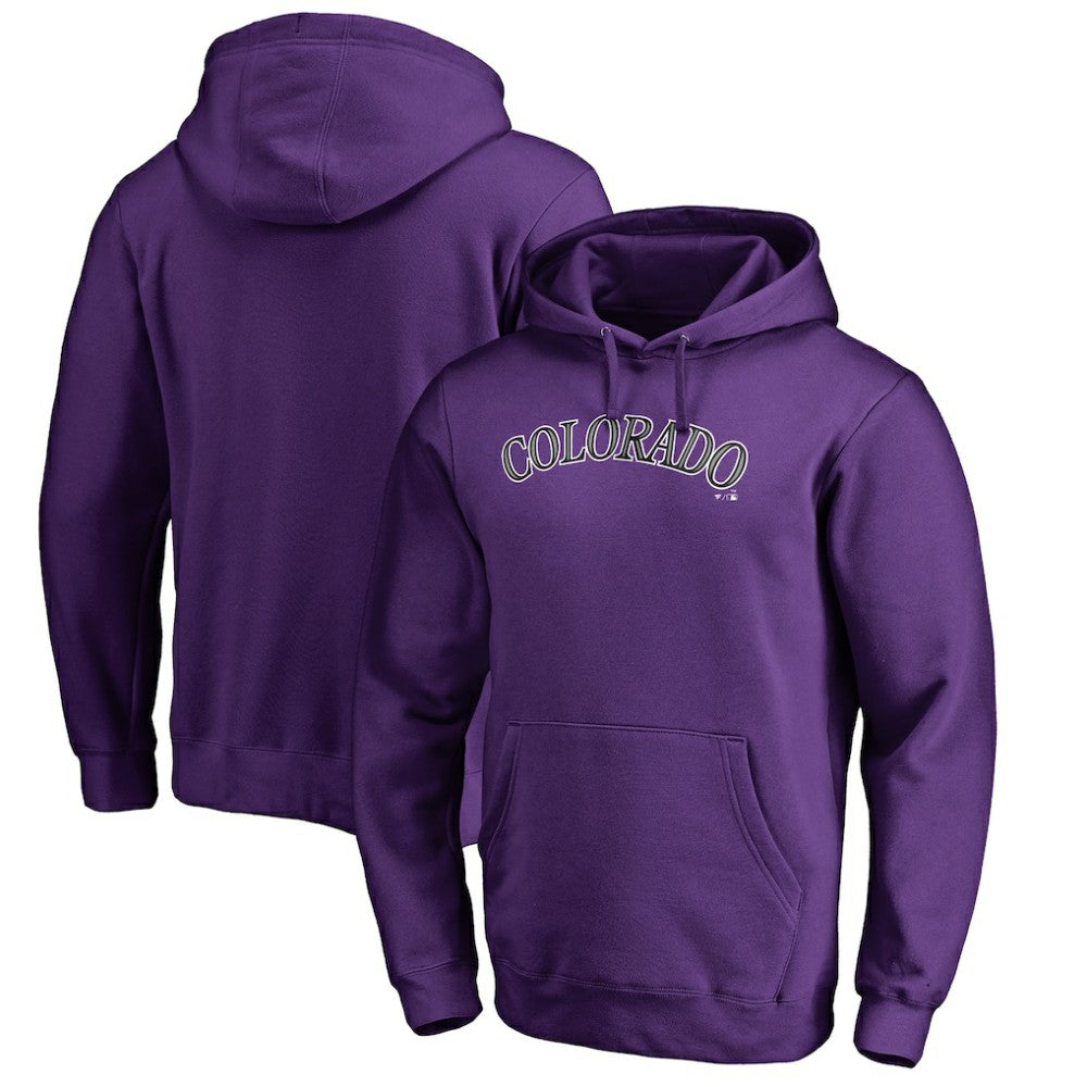 Colorado Rockies Official Wordmark Fitted Pullover Hoodie - MLB Hoodies