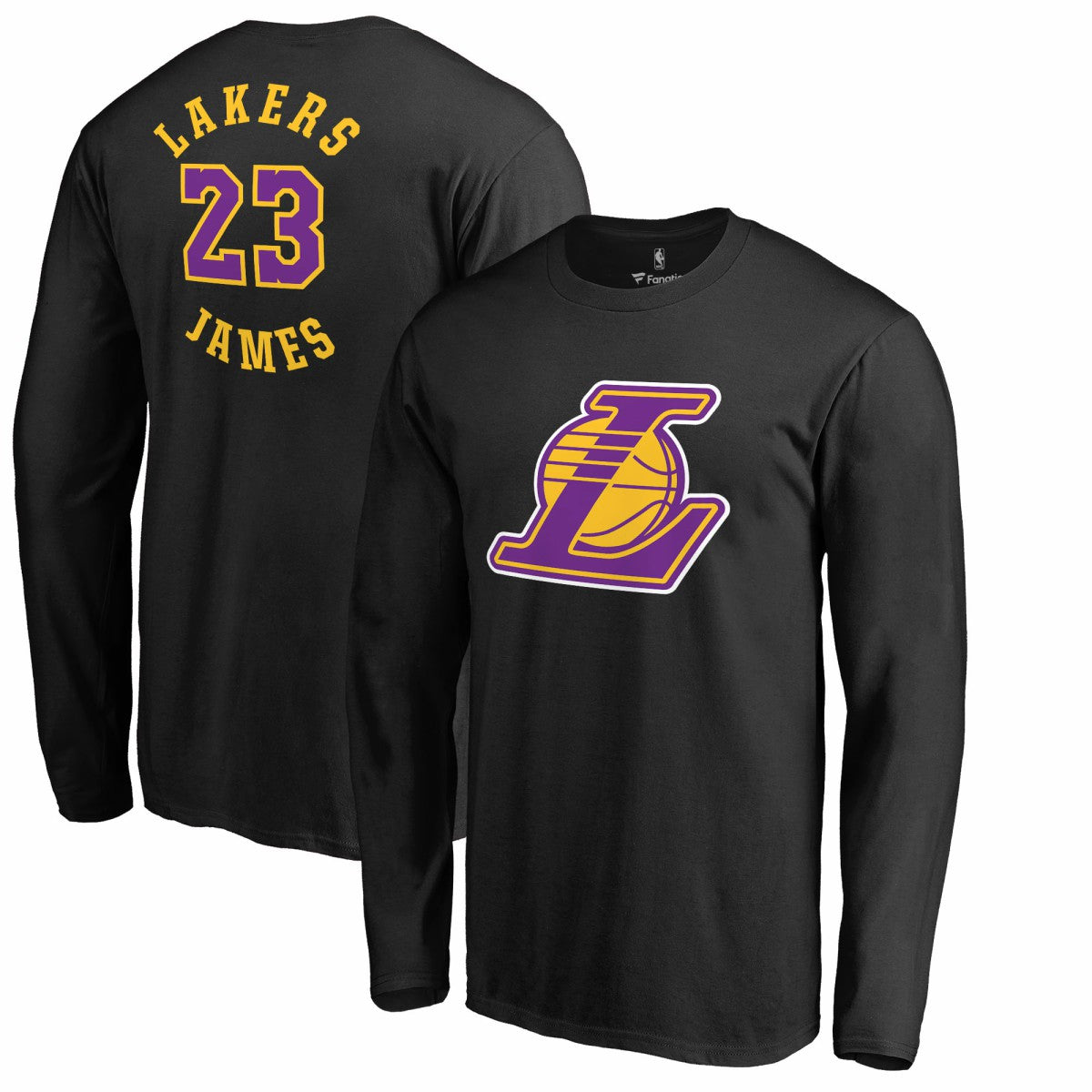 Black LeBron James Los Angeles Lakers Round About Name & Number Long Sleeve T-Shirt | NBA