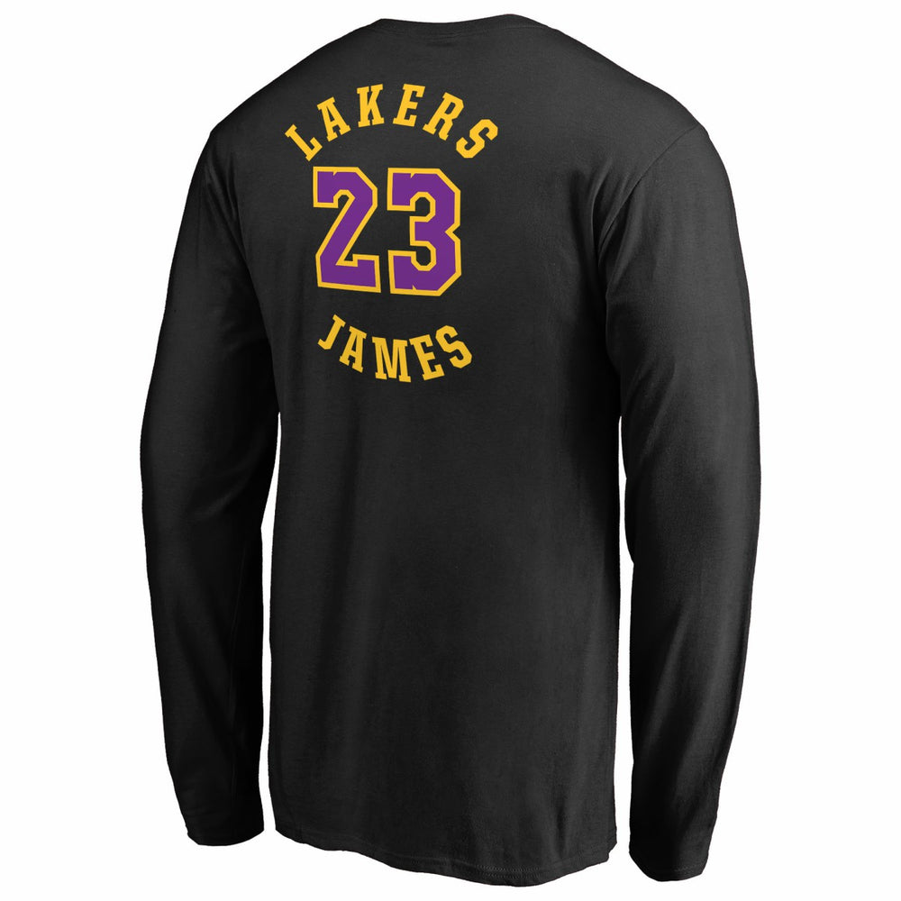 Black LeBron James Los Angeles Lakers Round About Name & Number Long Sleeve T-Shirt | NBA