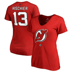 Nico Hischier New Jersey Devils Women's Authentic Stack Name & Number V-Neck T-Shirt -  NHL T-shirts