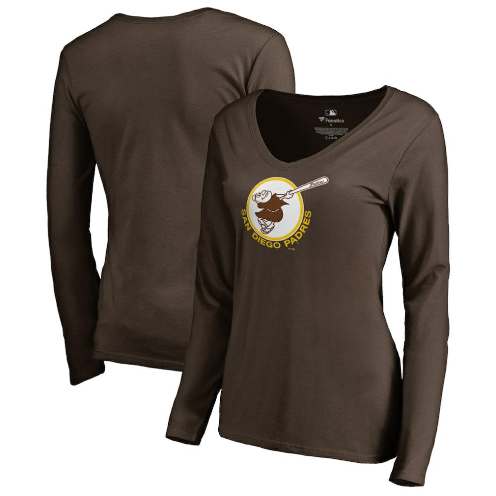 San Diego Padres Women's Cooperstown Collection Forbes Long Sleeve V-Neck T-Shirt - MLB T-shirts