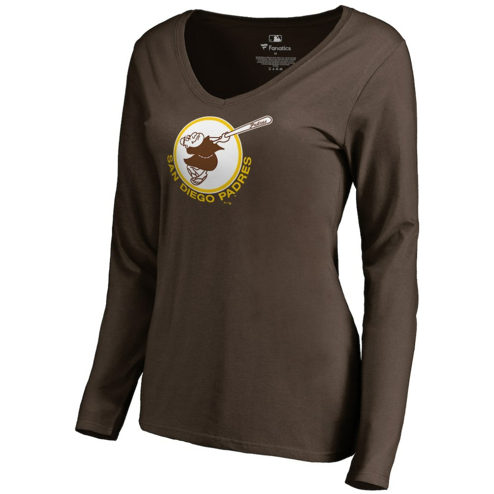 San Diego Padres Women's Cooperstown Collection Forbes Long Sleeve V-Neck T-Shirt - MLB T-shirts