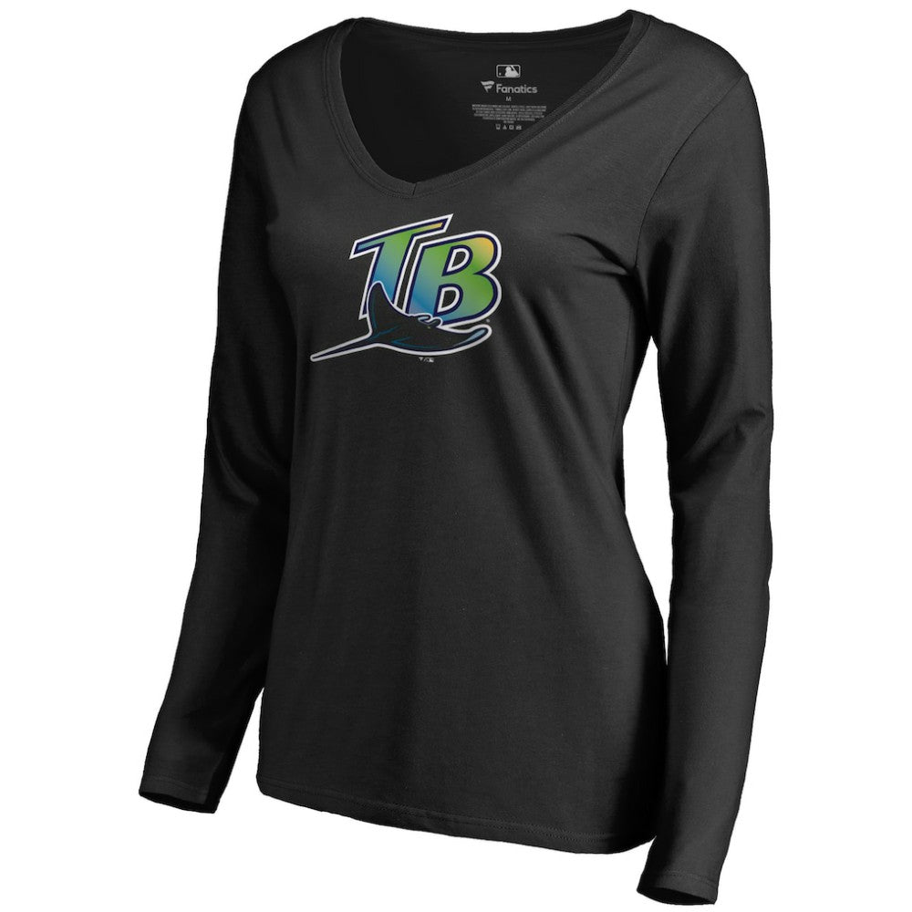 Tampa Bay Rays Women's Cooperstown Collection Forbes Long Sleeve V-Neck T-Shirt - MLB T-shirts