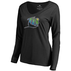 Tampa Bay Rays Women's Cooperstown Collection Forbes Long Sleeve V-Neck T-Shirt - MLB T-shirts