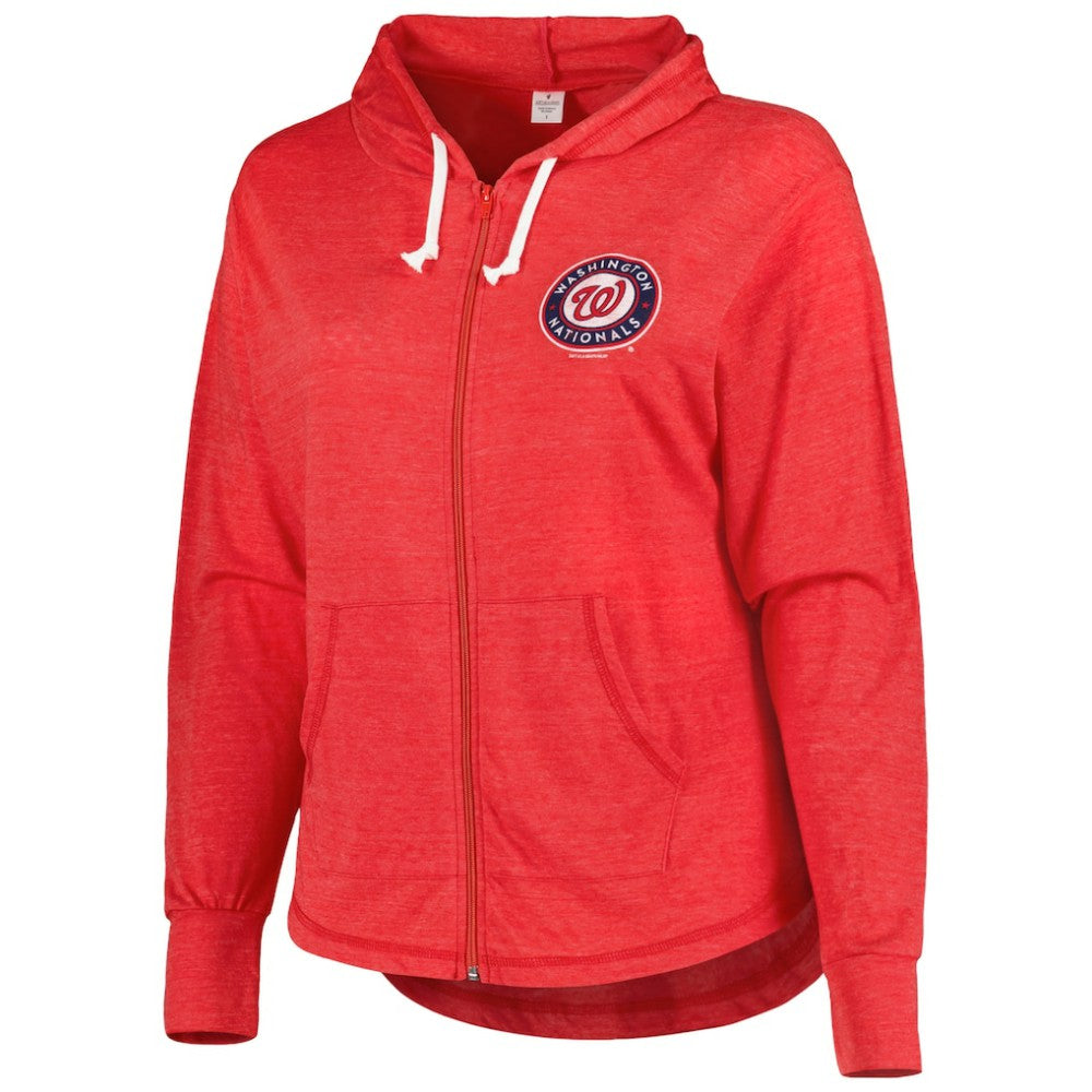 Washington Nationals Soft as a Grape Women's Plus Size Full-Zip Lightweight Hoodie Top - MLB Hoodies